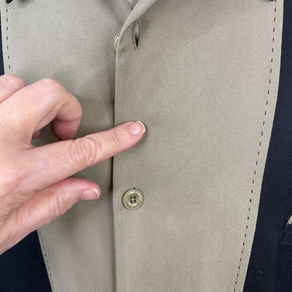 Nat Nast Shirt Mens XL Black Beige Silk Camp American Fit Sopranos Embroidered - Picture 4 of 15